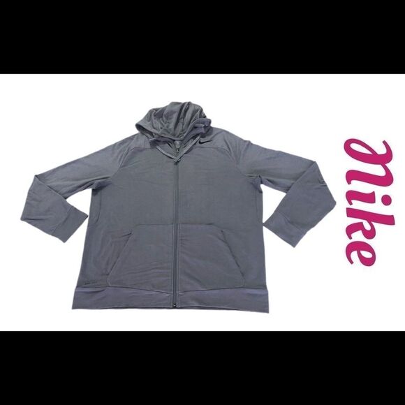 NIKE Dri-Fit Gray Athletic Hooded Jacket Sz XL - Picture 1 of 7